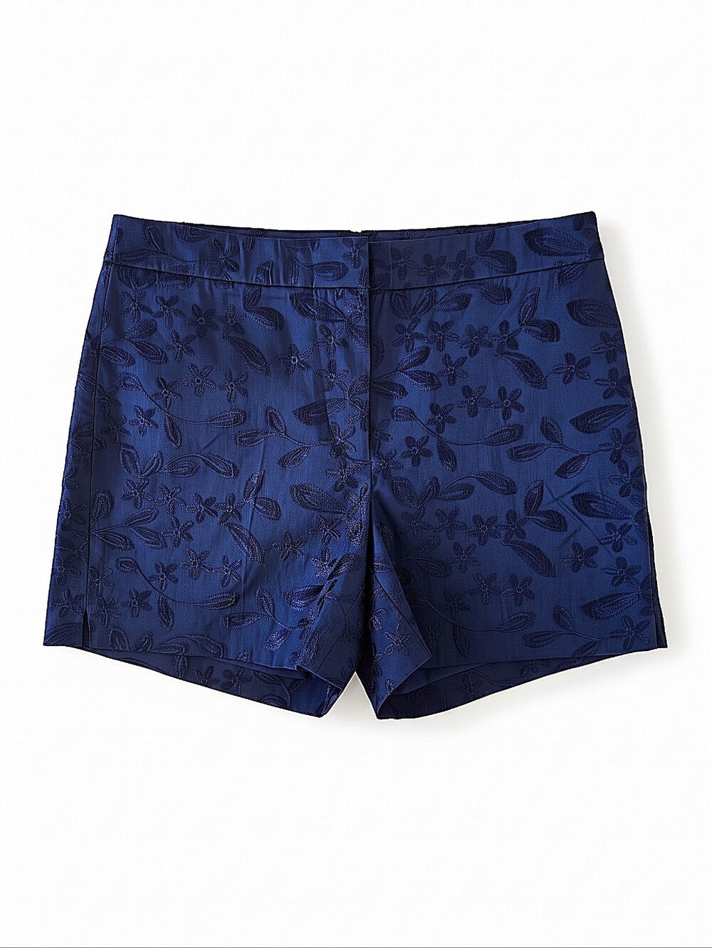 NWT! WHBM Women's Navy Floral Jacquard Shorts-The 5" Short